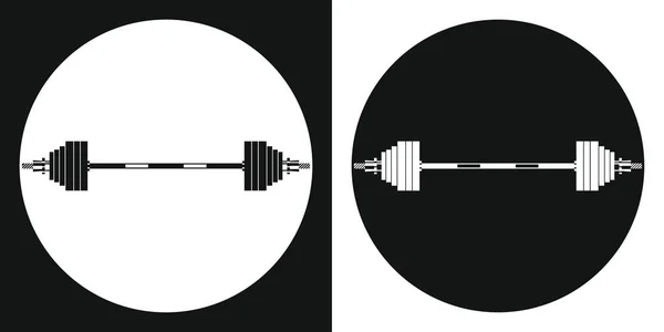 Icône Barbell. Barbell silhouette sur fond noir et blanc. Équipement de sport. Illustration vectorielle . — Image vectorielle