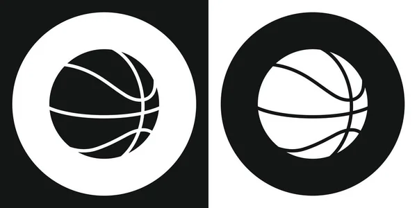 Basketball-Ikone. Silhouette Basketballball auf einem schwarz-weißen Hintergrund. Sportgeräte. Vektorillustration. — Stockvektor