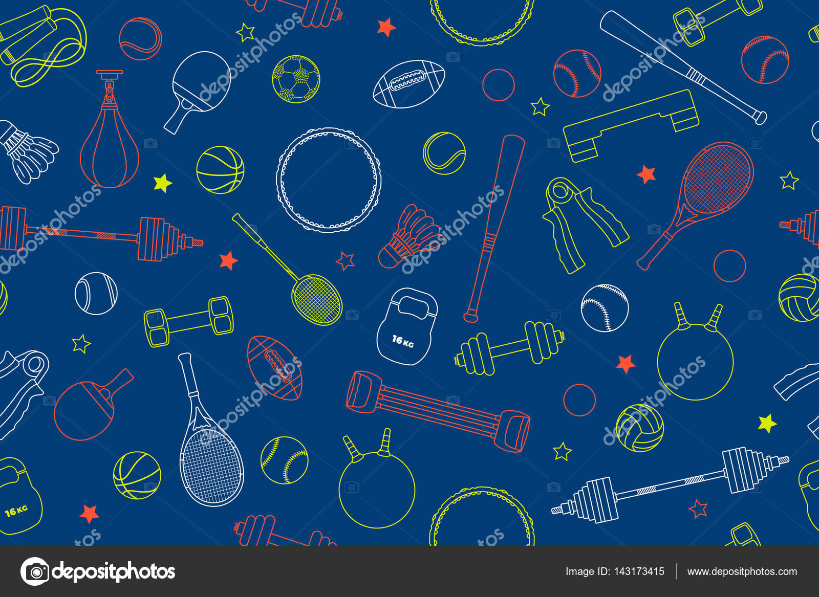 Sportgeratemuster Set Aus Bunten Sportballen Und Spielgegenstanden Auf Blauem Hintergrund Thema Fitness Sport Gesunde Lebensweise Elemente Vektorillustration Vektorgrafik Lizenzfreie Grafiken C Vaskinamat158 Gmail Com 143173415 Depositphotos