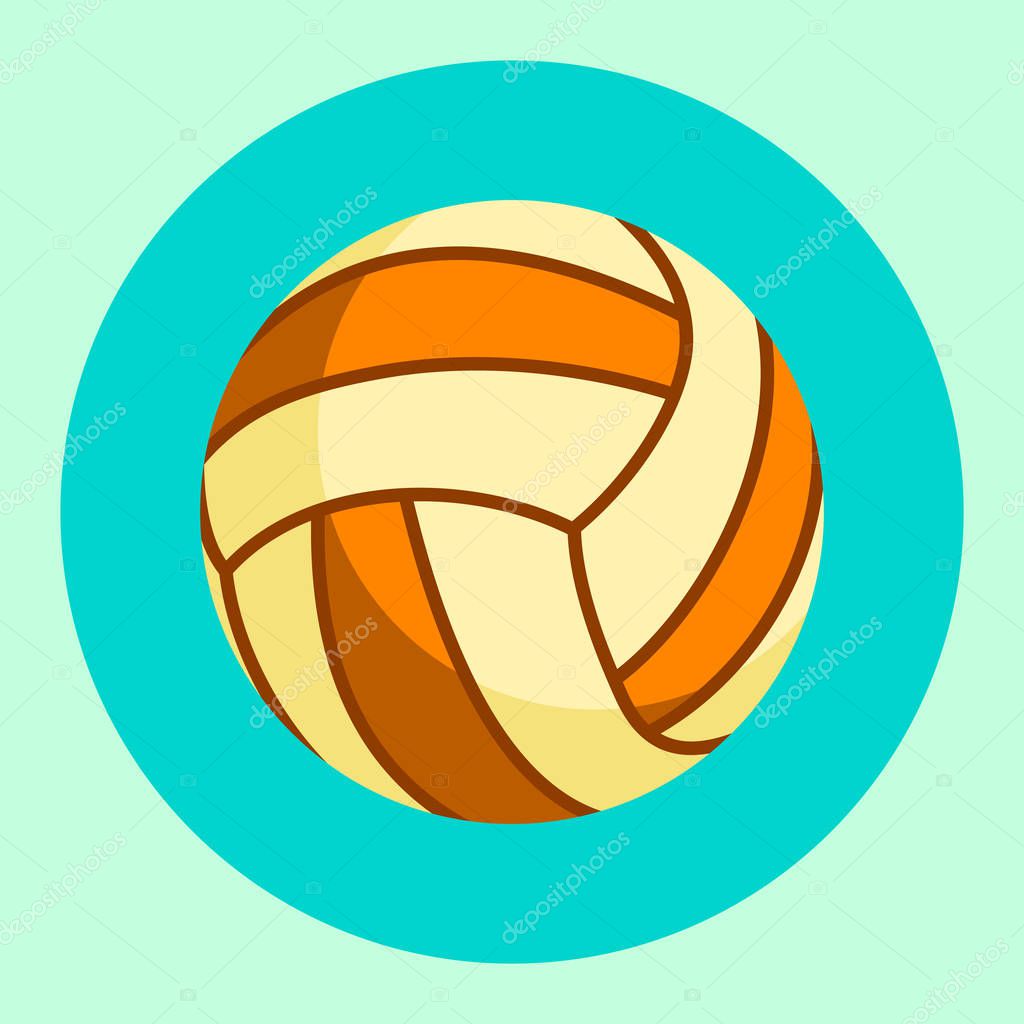 Volleyball ball icon. Colorful volleyball ball on a turquoise background. Sports Equipment. Vector Illustration