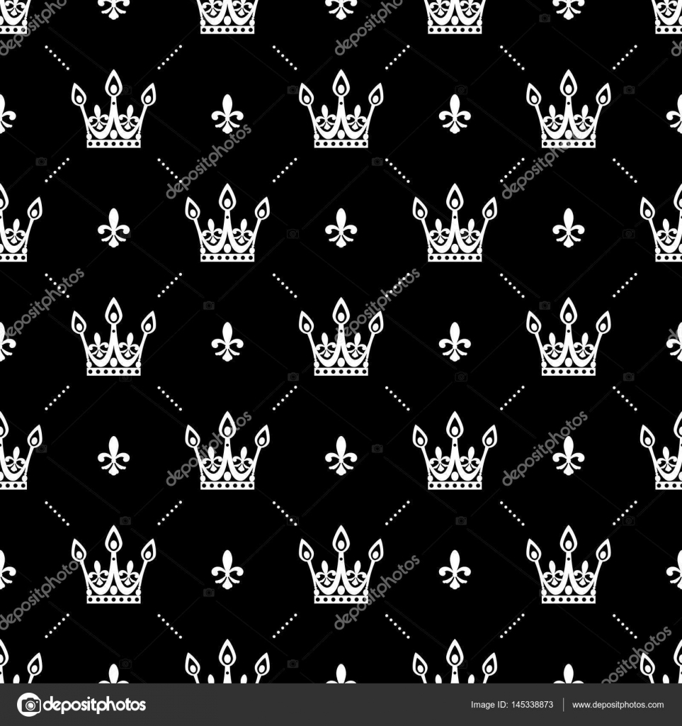 pix White Crown With Black Background https depositphotos com 145338873 stock illustration seamless pattern in retro style html