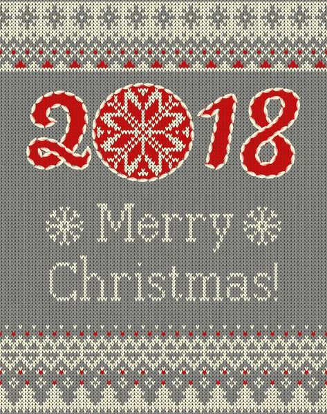 快乐圣诞及新年无缝针织的模式与圣诞球、 雪花和冷杉。斯堪的纳维亚风格。冬天的节日毛衫设计。矢量图. — 图库矢量图片