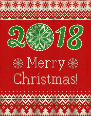 Neşeli Noel ve yeni yıl Dikişsiz örgü desen Noel topları, kar taneleri ve köknar ile. İskandinav tarzı. Kış tatili kazak tasarım. Vektör çizim.