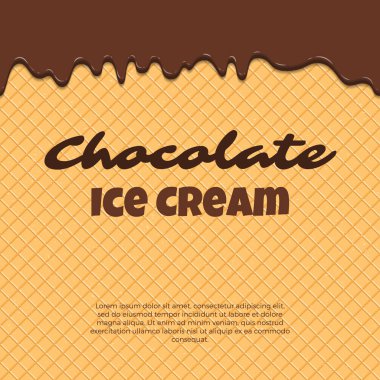 Dikişsiz desen gözleme doku buzlanma dondurma damlama erir. Parlak çikolatalı vanilyalı krem çıtır koni çizgiler. Karikatür resmi web, reklam, afiş, kartvizit için. Vektör çizim.
