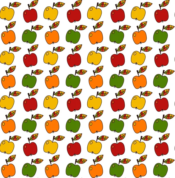 Hand drawn apple seamless vector pattern — Stock Vector