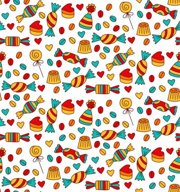 Şeker renkli sevimli gıda desen