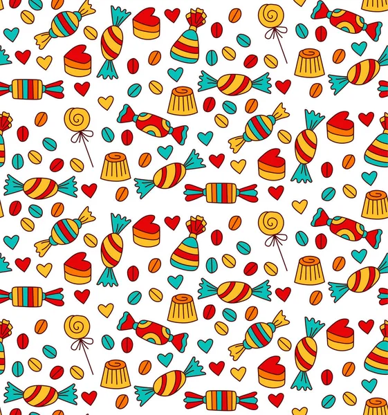 Candy colorful cute food pattern — Stock Vector