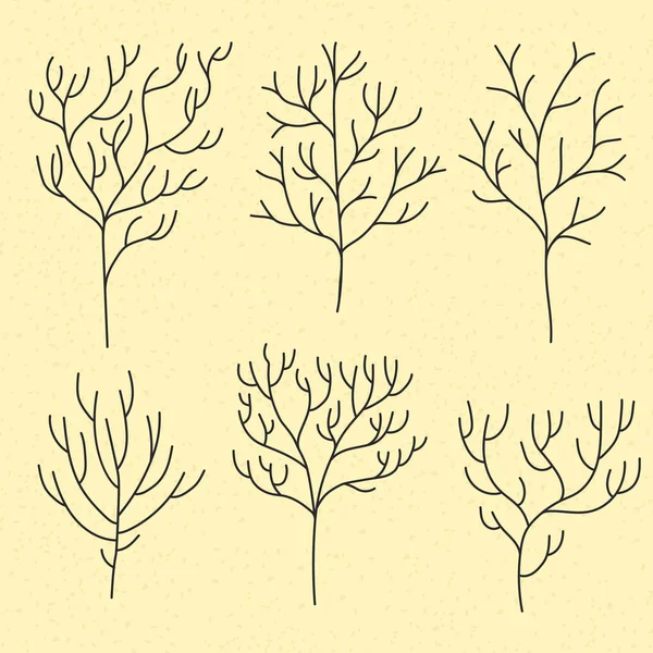 Ağaç doodle siluetleri seti — Stok Vektör