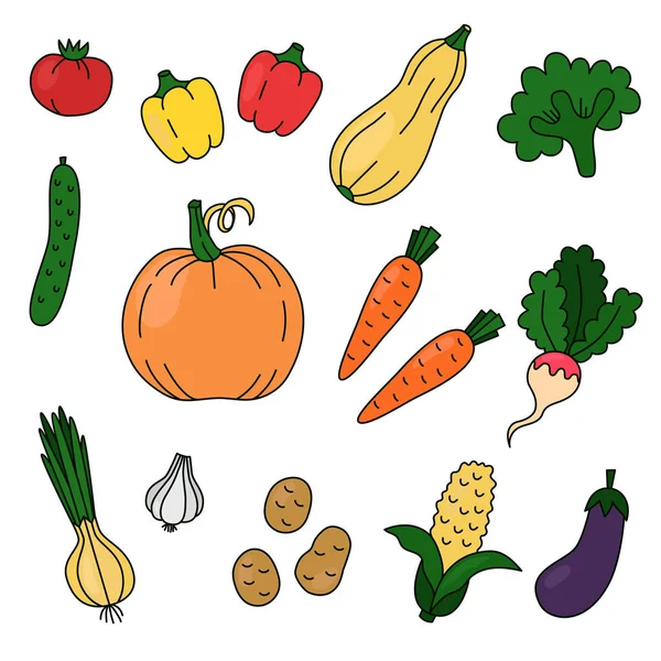 Verduras colección de garabatos vector — Vector de stock