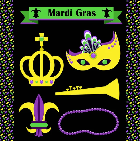 Векторный набор символов Марди Гра — стоковый вектор