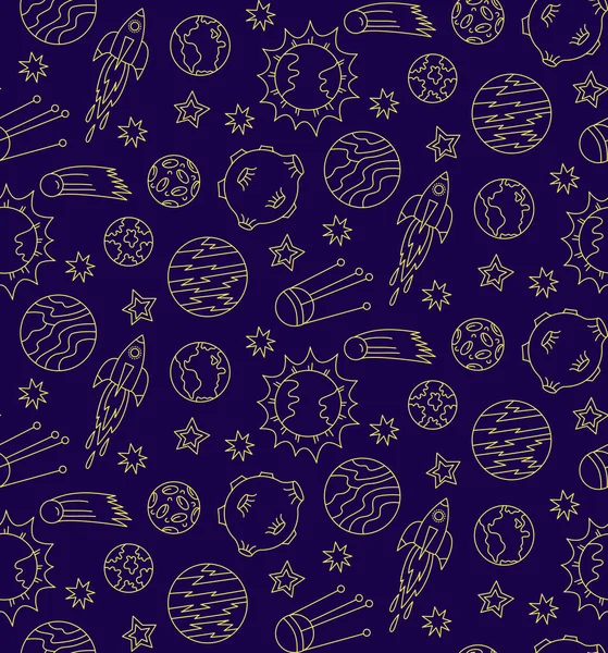 Cosmos space doodles seamless pattern — Stock Vector