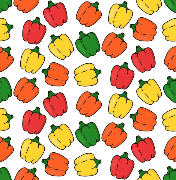 Pepper doodles seamless vector pattern — Stock Vector