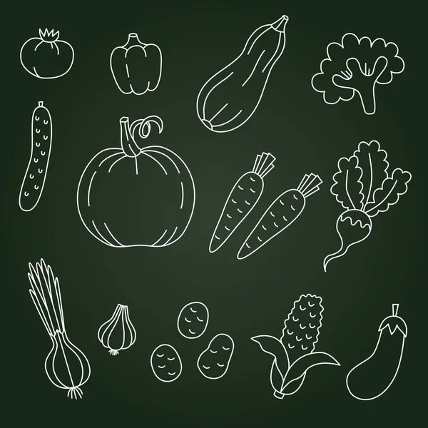 Grönsaker doodles vektor set — Stock vektor