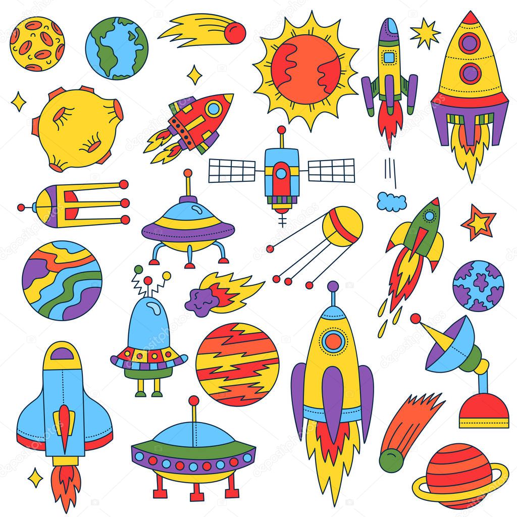 Outer space cute doodles collection