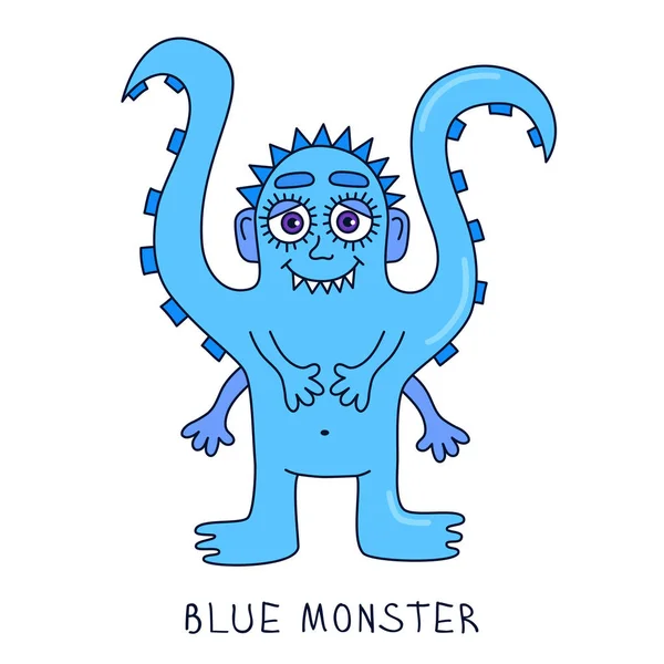 カラフルな青いタコ怪獣 — ストックベクタ