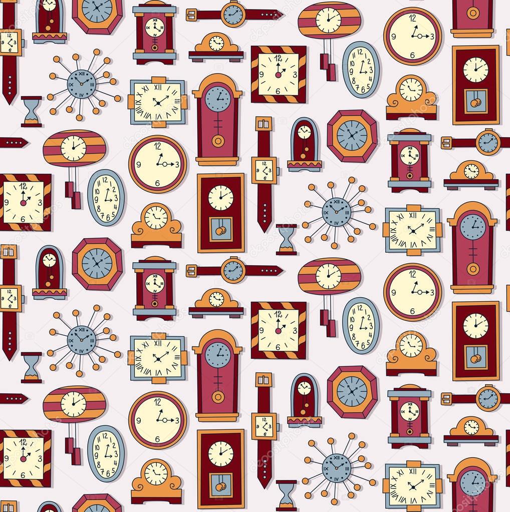 Different clocks seamless pattern