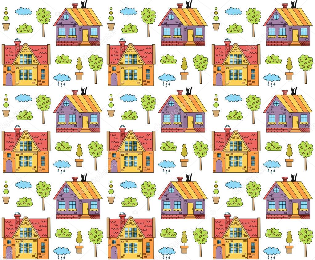 Cute houses pattern
