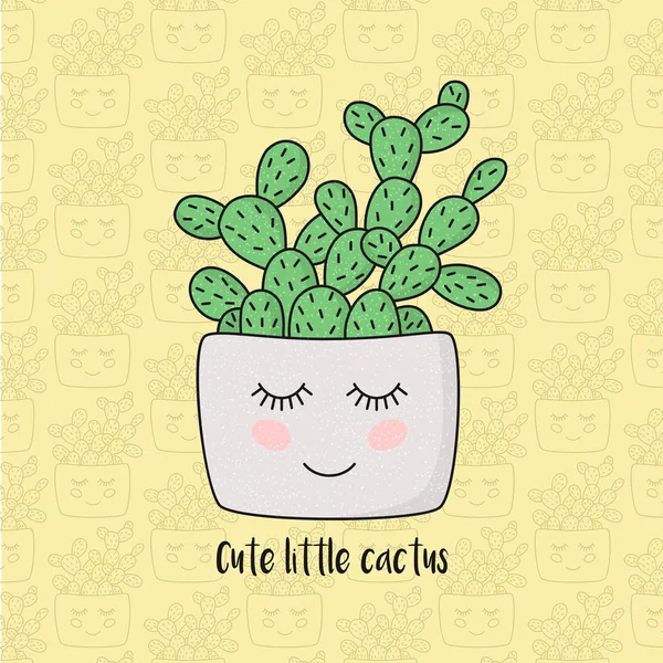 Lindo pequeño cactus en olla — Archivo Imágenes Vectoriales