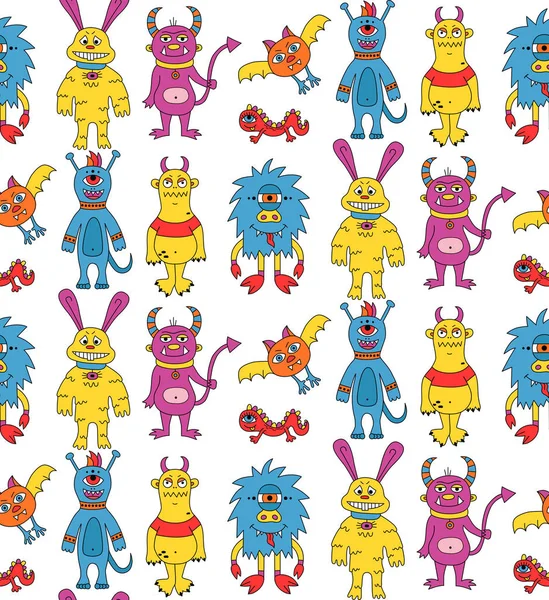 Doodle monsters pattern — Stock Vector