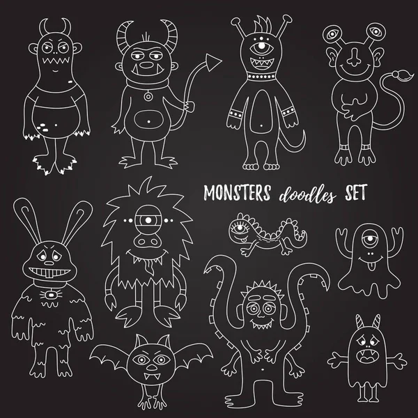 Design monster sady doodle — Stockový vektor