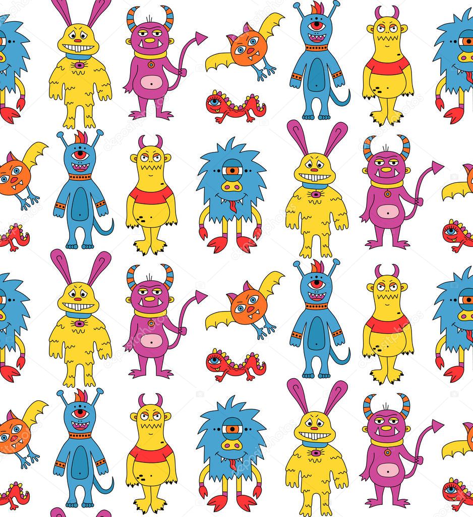 doodle monsters pattern