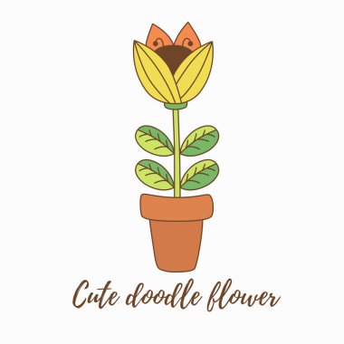 Doodle çiçek pota