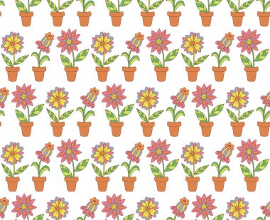 Doodle çiçek tencere