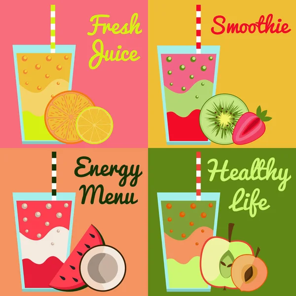 Conjunto de bebidas de frutas — Vector de stock