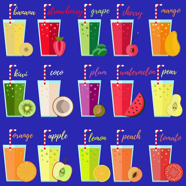 Conjunto de bebidas de frutas — Vetor de Stock