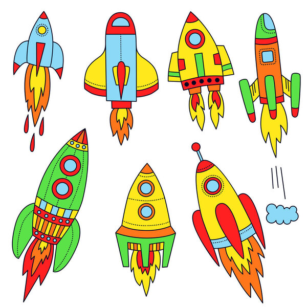 Colorful rockets set