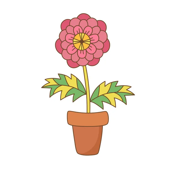 Söt rosa doodle blomkruka — Stock vektor