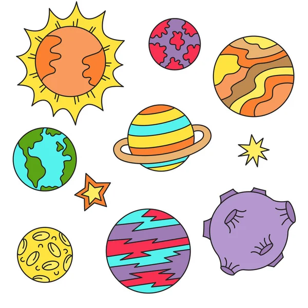 Conjunto de ícones dos planetas —  Vetores de Stock