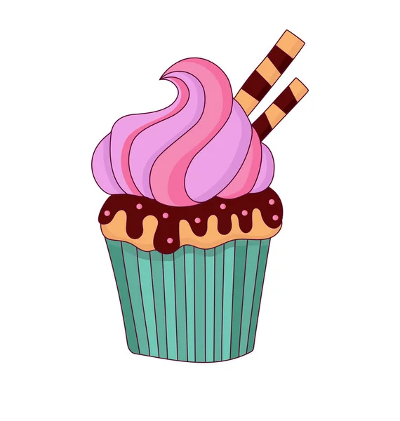 Cute sweet colorful cupcake — Stock Vector