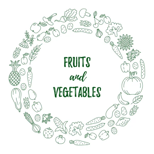 Meyve ve sebze grafik simgeler doodle 