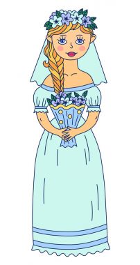 Gelin kadın kız doodle vektör çizim