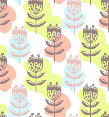 Çiçekler doodle sorunsuz vektör desen
