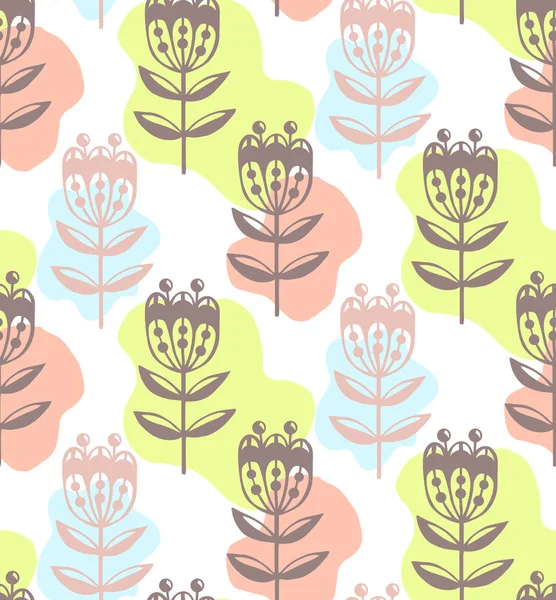 Çiçekler doodle sorunsuz vektör desen