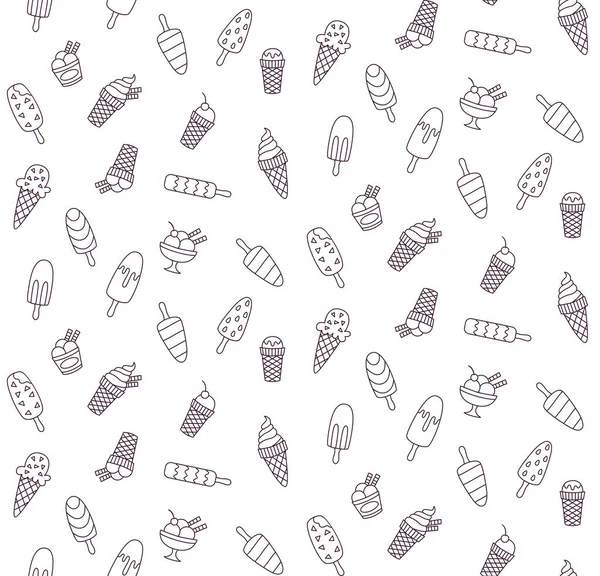 Doodle ijsjes naadloze vector patroon — Stockvector