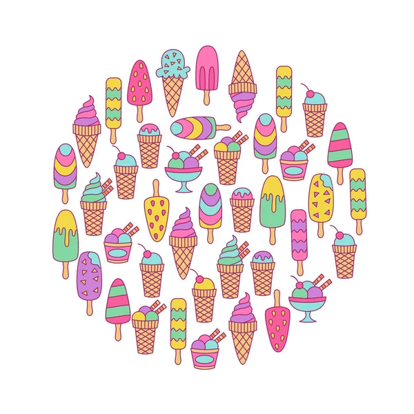 多彩的幼稚冰激淋 — 图库矢量图片