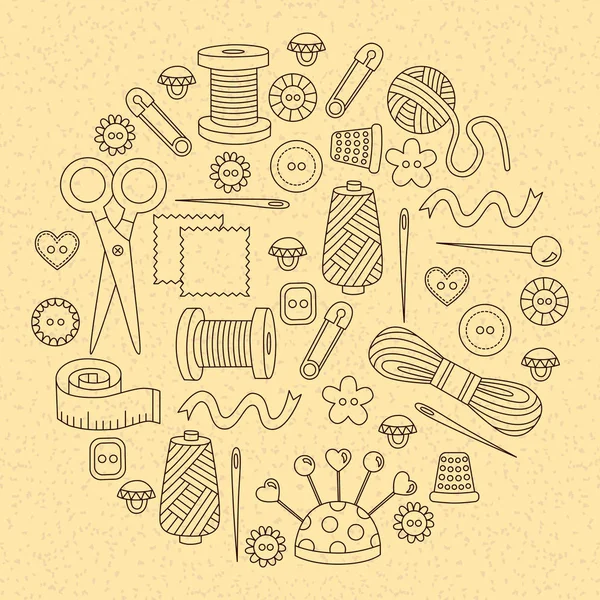 Sewing hand made doodle icons — Stock Vector