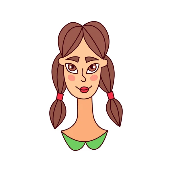 Roztomilý funny doodle vektor dívka žena portrét — Stockový vektor