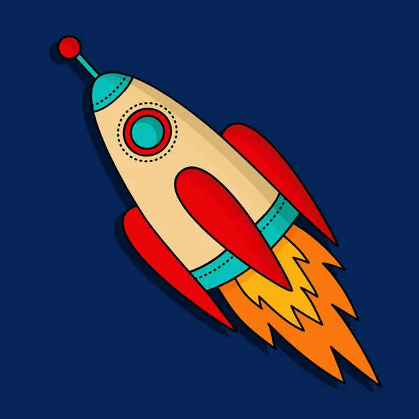 Foguete nave espacial exterior doodle vetor ícone — Vetor de Stock