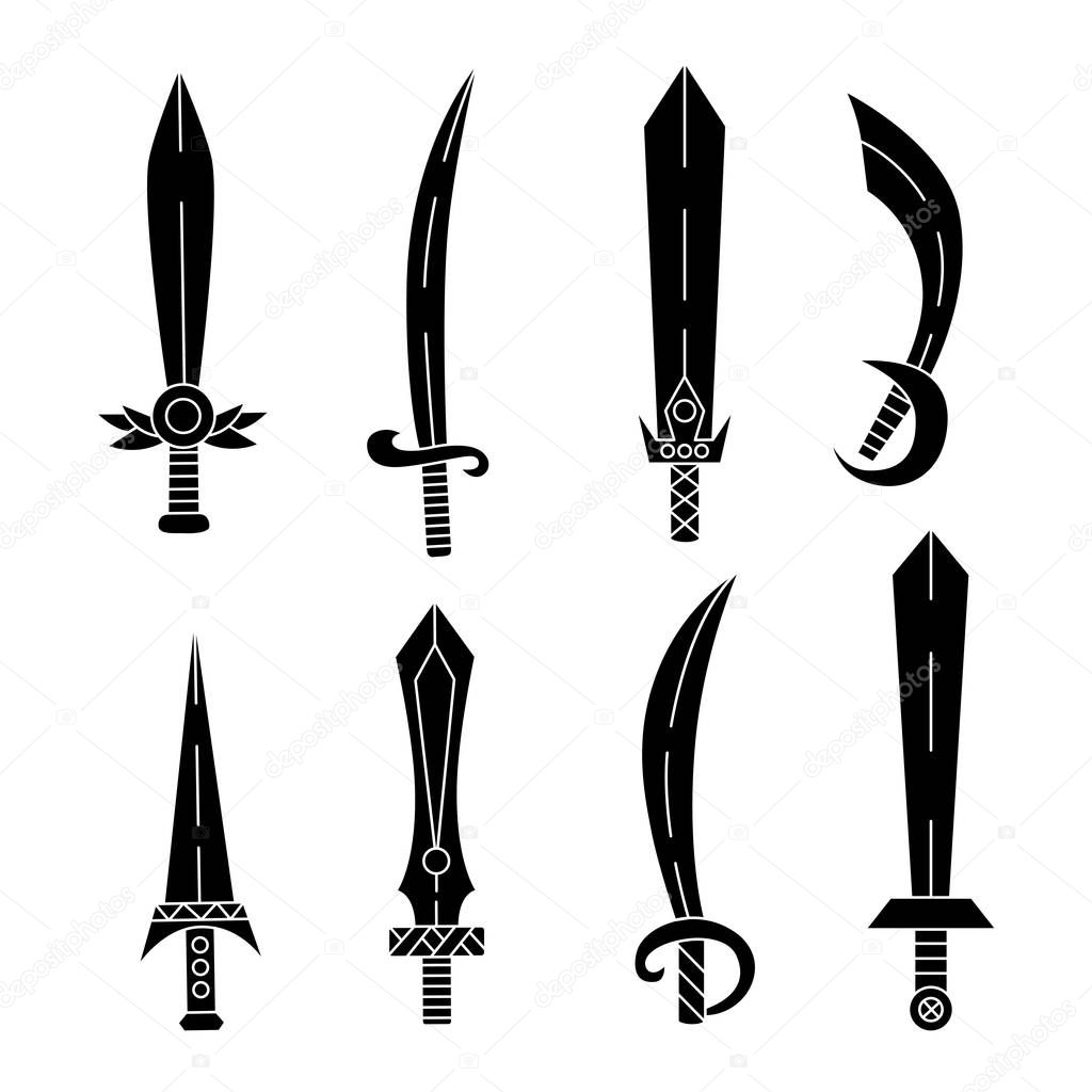 Blades sabres swords vector set