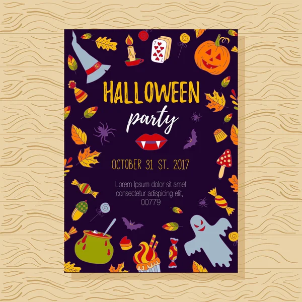 Halloween meghívó doodles — Stock Vector