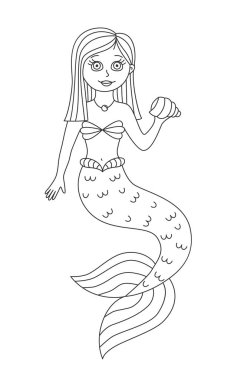 Küçük deniz kızı doodle vektör