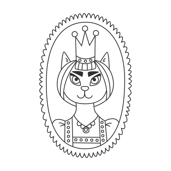 Katze Prinzessin portrat Doodle Vektor Illustration — Stockvektor