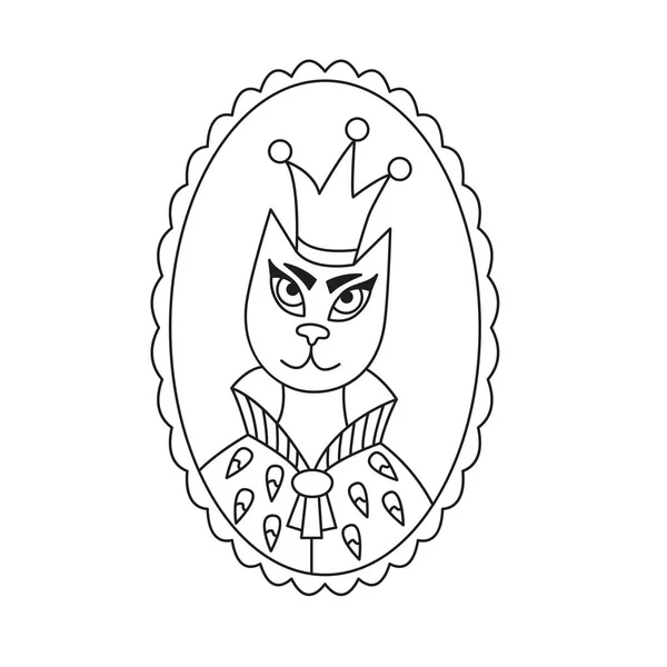 Chat roi chat royal avec couronne portrait — Image vectorielle