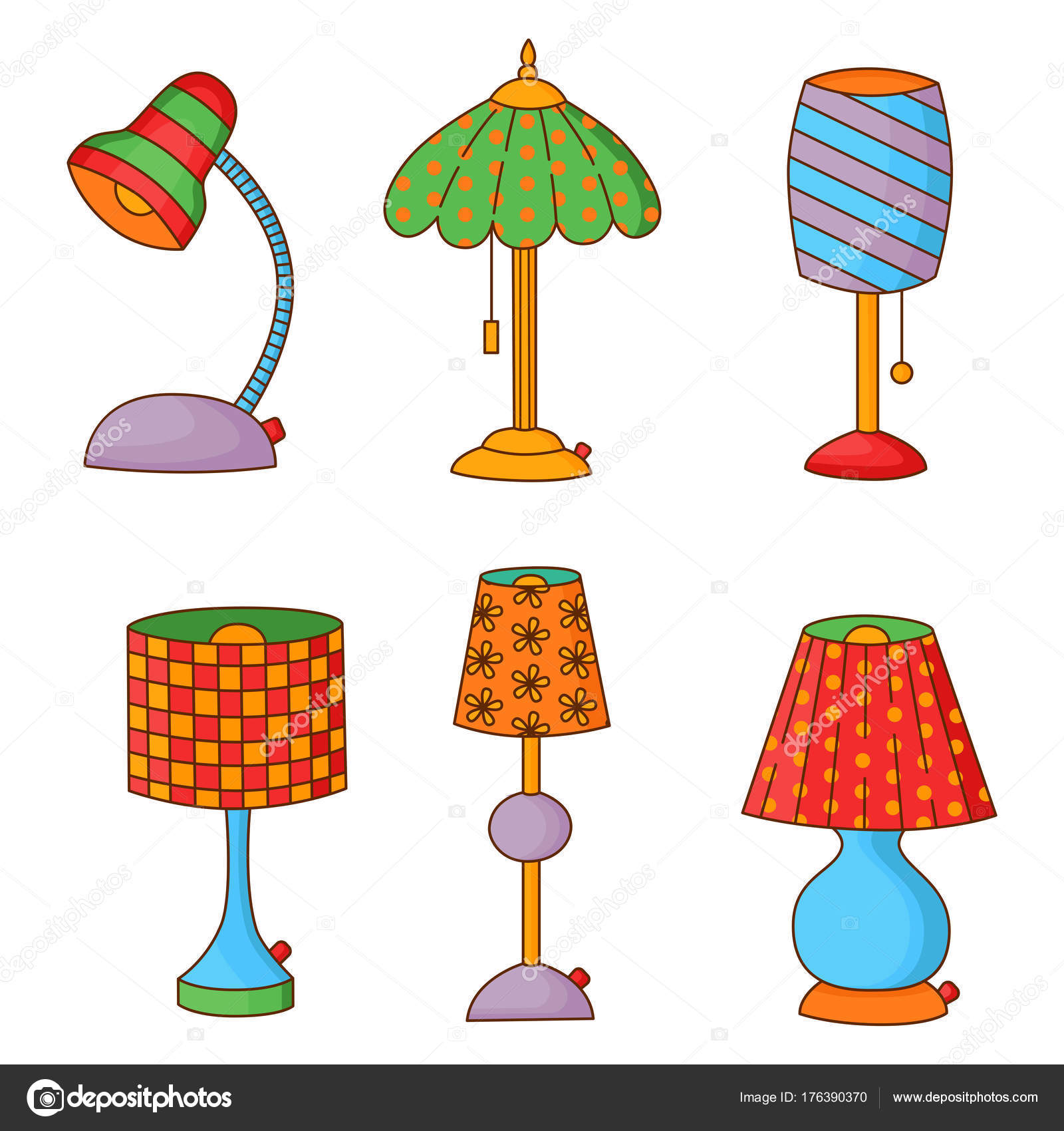 Colorful Table Lamps Stock Vector Olizabet 176390370 Colorful Table Lamps Stock Vector