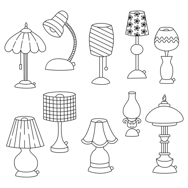 Ensemble de lampes de table — Image vectorielle