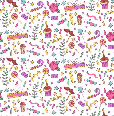 Parti doodle sorunsuz vektör desen